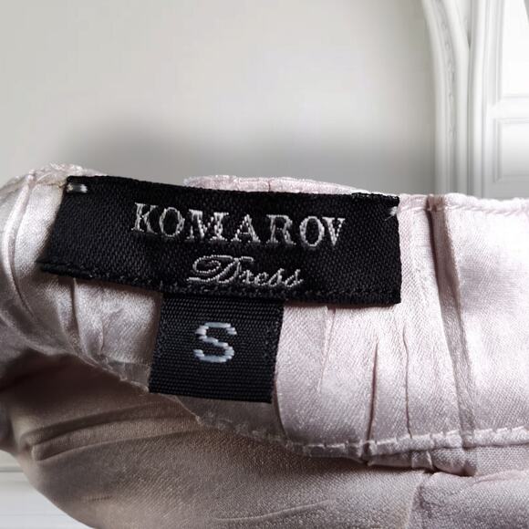 Komarov 2-Piece Hanky Hem Midi Dress & Chiffon Jacket Pink Beaded Neck Size S - Picture 10 of 16